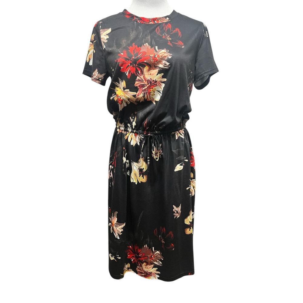 Simier Fariry Women's Modest Stretch Adjustable Waist Blouson Crew Neck SIZE L